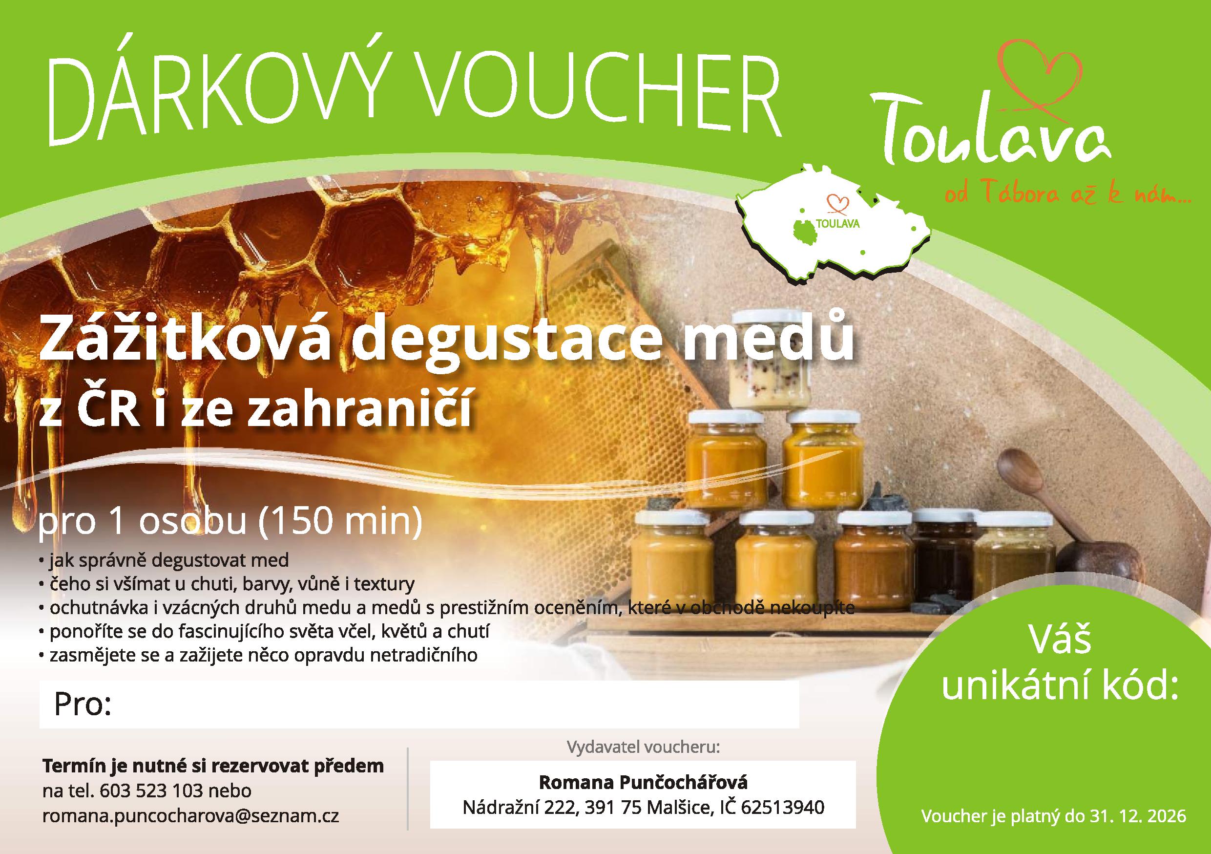 Dárkový poukaz/voucher výroba degustace medu